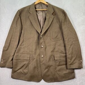 T. Harris London Mens XL 48R Blazer Herringbone Lambswool Sport Coat Jacket Tan